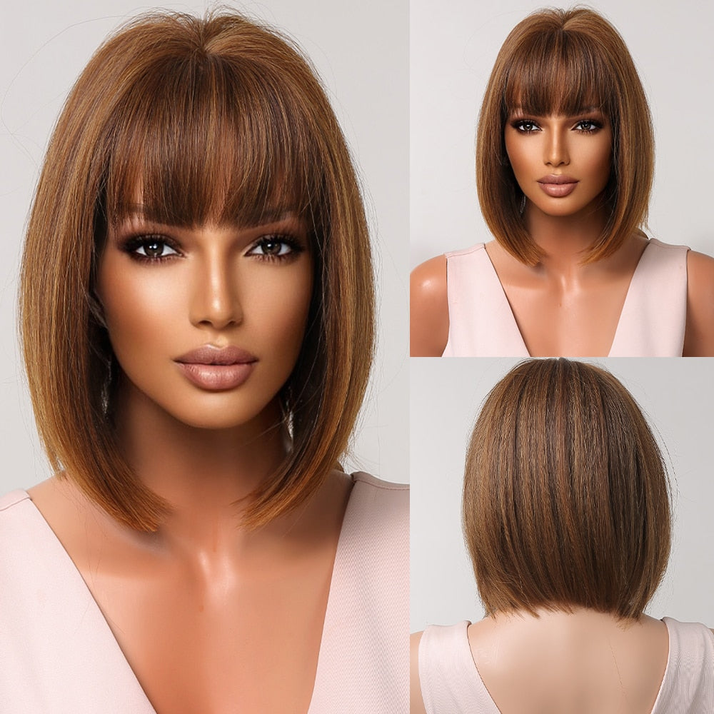 Perruques Bob Courtes Bordeaux Avec Une Frange Complète - rachelhair