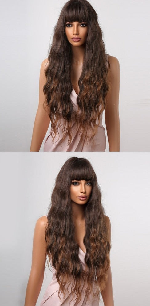 Perruque Résistante À La Chaleur Naturelle De Vague De Partie Moyenne Pour Les Femmes - rachelhair