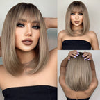 Perruques De Cheveux Quotidiens Bob Naturels À Vague D'eau Moyenne - rachelhair