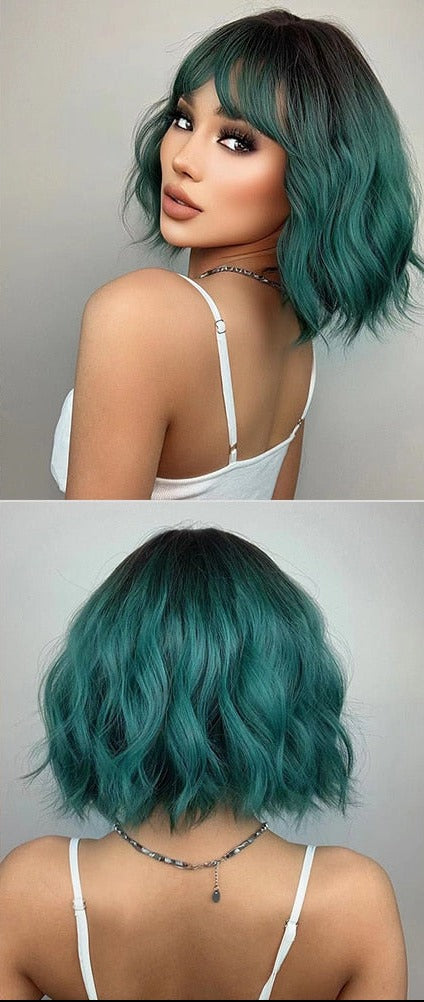 Perruques De Cheveux Quotidiens Bob Naturels À Vague D'eau Moyenne - rachelhair