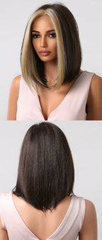 Perruques superposées Auburn Red Highlight avec frange latérale - rachelhair