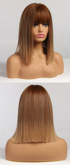 Perruque De Cheveux Blonds Raides Avec Des Mèches Courtes - rachelhair