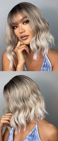 Perruques De Cheveux Quotidiens Bob Naturels À Vague D'eau Moyenne - rachelhair