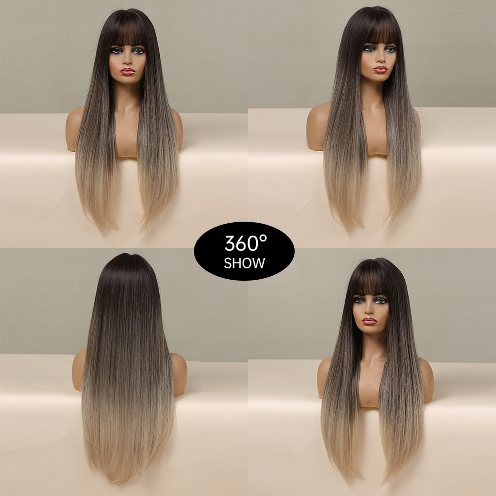 Perruques Synthétiques Longues Droites Pour Femmes - rachelhair