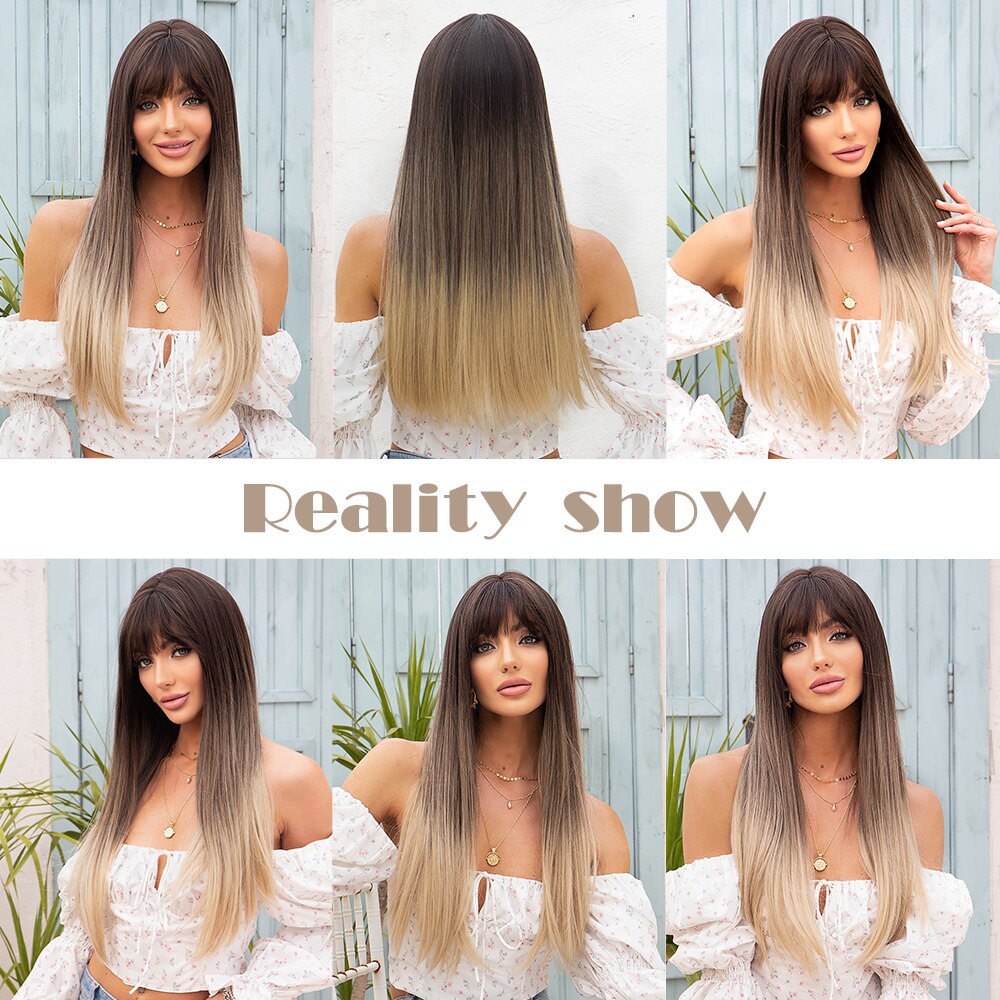 Perruques Synthétiques Longues Droites Pour Femmes - rachelhair
