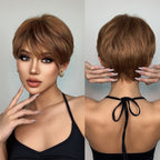 Perruques Synthétiques Courtes Pixie Cut avec Frange - rachelhair