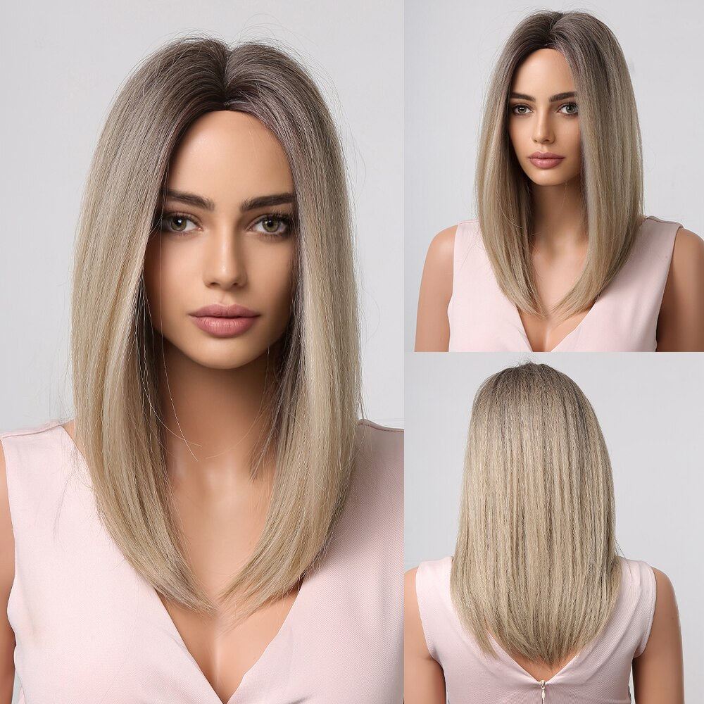 Perruques superposées Auburn Red Highlight avec frange latérale - rachelhair