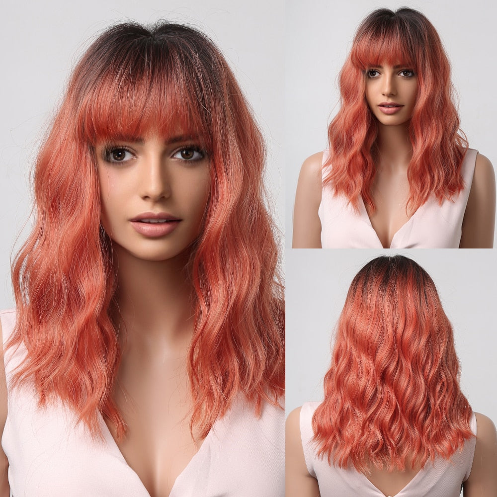 Perruques De Cheveux Quotidiens Bob Naturels À Vague D'eau Moyenne - rachelhair