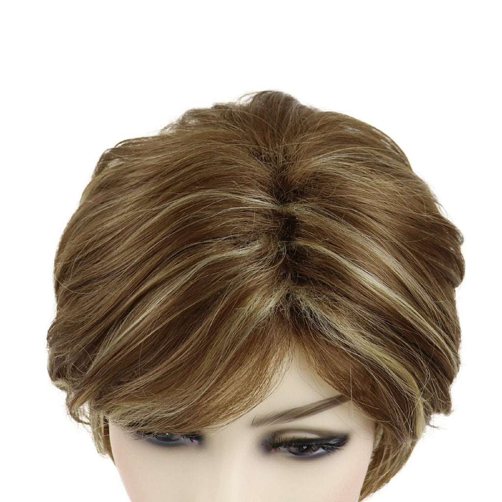 Coiffures Courtes Perruque Blonde Mélangée Brune - rachelhair