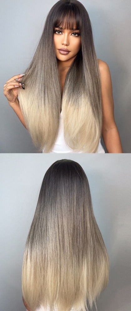 Perruque Synthétique Longue Couche Brune - rachelhair