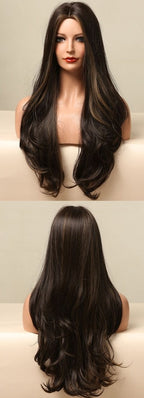 Perruque Résistante À La Chaleur Naturelle De Vague De Partie Moyenne Pour Les Femmes - rachelhair
