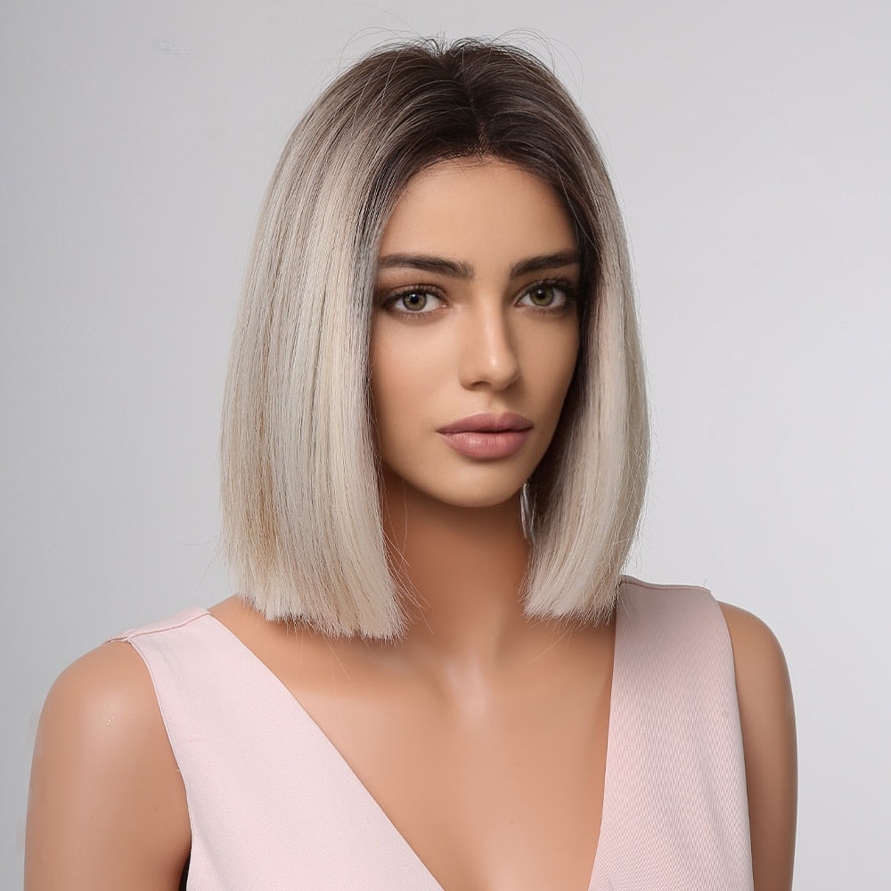 Perruques Blonde Platine Avec Racines Sombres - rachelhair