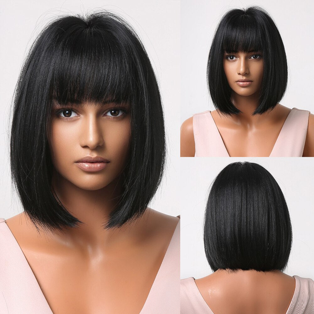 Perruques Bob Synthétiques Courtes Droites - rachelhair