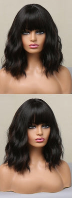 Perruques De Cheveux Quotidiens Bob Naturels À Vague D'eau Moyenne - rachelhair