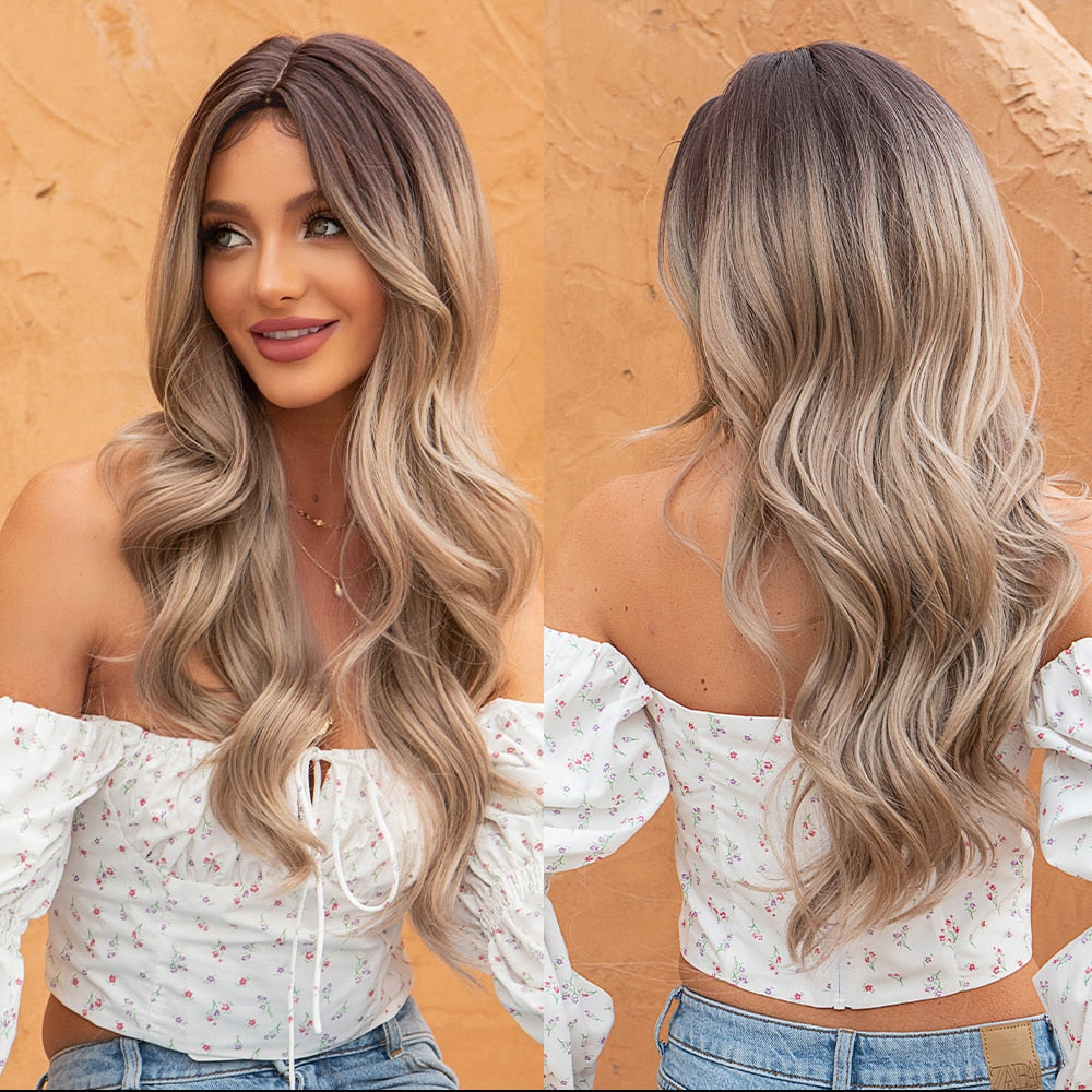 Perruques synthétiques longues vagues naturelles pour femmes - rachelhair