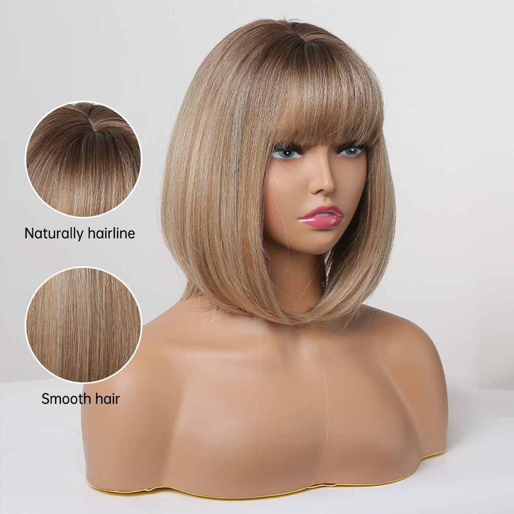 Perruque Bob Droite Courte Avec Frange Pour Femme - rachelhair