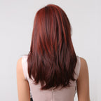 Perruques superposées Auburn Red Highlight avec frange latérale - rachelhair