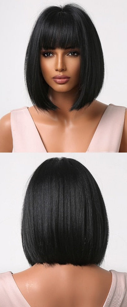 Cheveux Synthétiques Naturels Courts Et Droits Pour Femmes - rachelhair