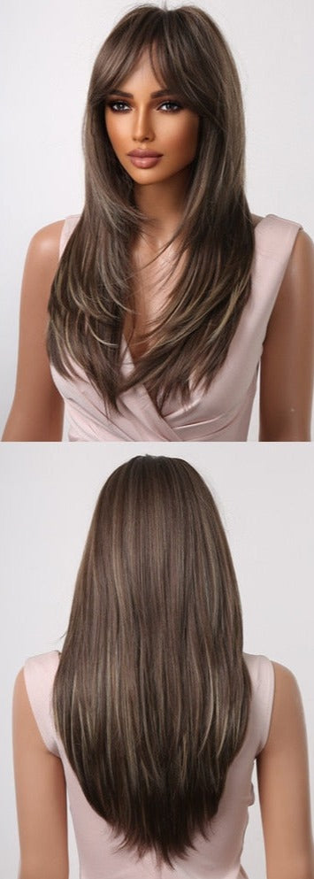 Perruque Longue Et Droite De Cheveux Blonds Mélangés - rachelhair