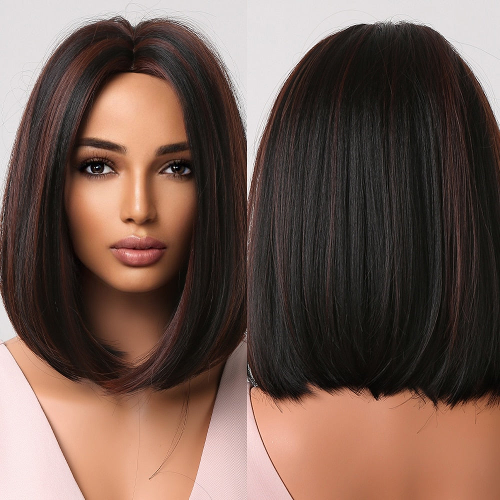 Perruques Bob Courtes Bordeaux Avec Une Frange Complète - rachelhair