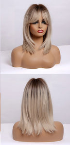 Perruques Synthétiques Blondes À Couches Courtes Avec Une Frange De Rideau - rachelhair
