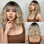 Perruques de cheveux synthétiques Bob court avec frange pour femmes - rachelhair