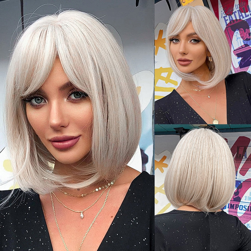 Perruque Bob Droite Courte Avec Frange Pour Femme - rachelhair
