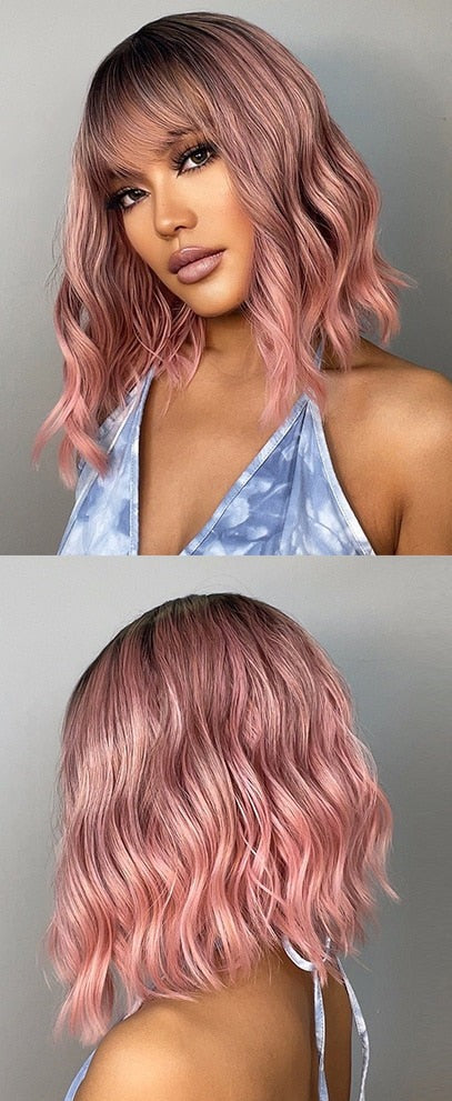 Perruques De Cheveux Quotidiens Bob Naturels À Vague D'eau Moyenne - rachelhair
