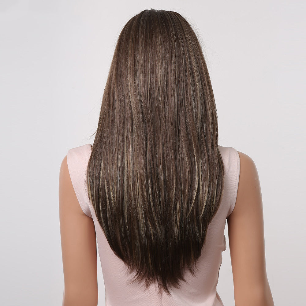 Perruque Longue Et Droite De Cheveux Blonds Mélangés - rachelhair