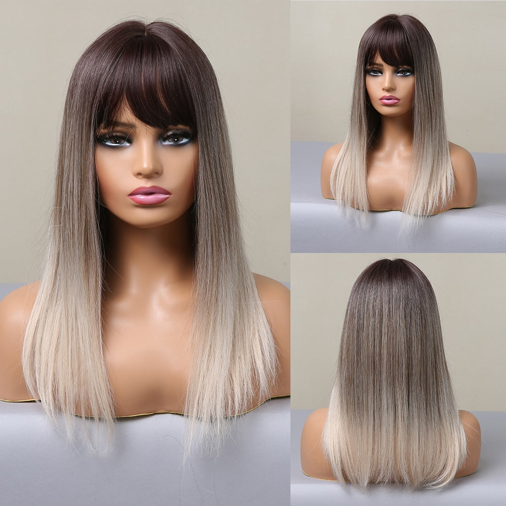 Perruque De Cheveux Blonds Raides Avec Des Mèches Courtes - rachelhair