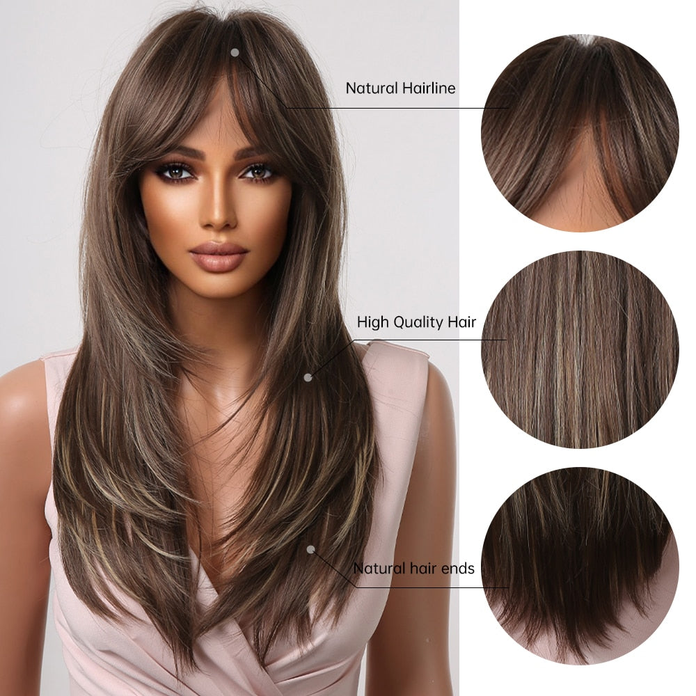 Perruque Longue Et Droite De Cheveux Blonds Mélangés - rachelhair