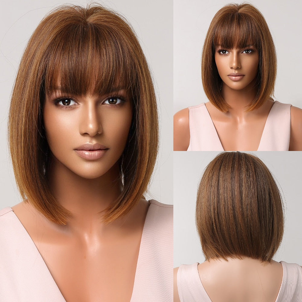 Perruques Bob Synthétiques Courtes Droites - rachelhair