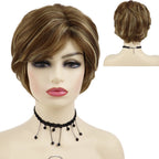 Coiffures Courtes Perruque Blonde Mélangée Brune - rachelhair