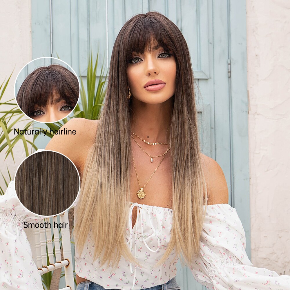 Perruques Synthétiques Longues Droites Pour Femmes - rachelhair