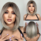 Perruques De Cheveux Quotidiens Bob Naturels À Vague D'eau Moyenne - rachelhair
