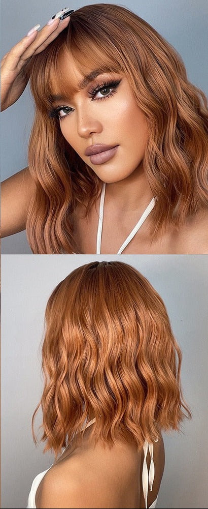 Perruques De Cheveux Quotidiens Bob Naturels À Vague D'eau Moyenne - rachelhair