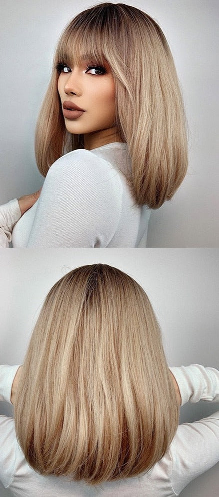 Perruque Longue Et Droite De Cheveux Blonds Mélangés - rachelhair