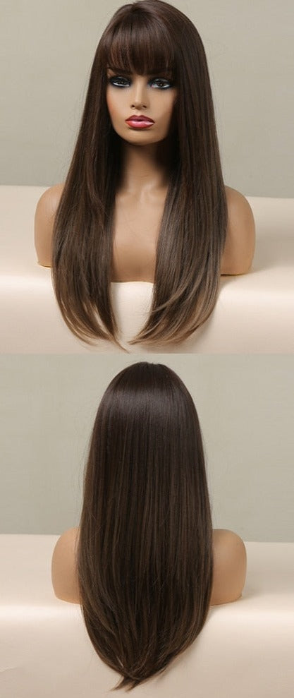 Perruque Résistante À La Chaleur Naturelle De Vague De Partie Moyenne Pour Les Femmes - rachelhair