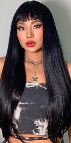 Perruque Synthétique Longue Couche Brune - rachelhair