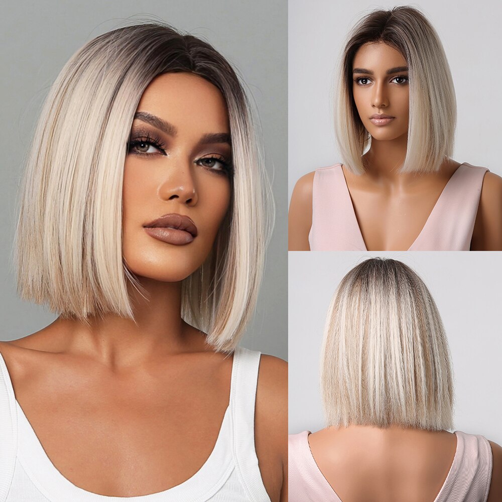 Perruques Bob Synthétiques Courtes Droites - rachelhair